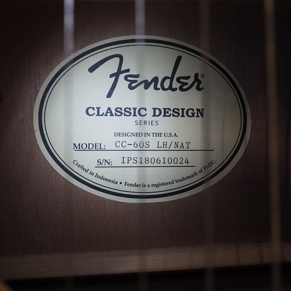 実際に弊社で買取させて頂いた★Fender/フェンダー CC-60S LH/NAT アコースティックギター/アコギ レフティ/左きき用 ソフトケース付の画像 4枚目