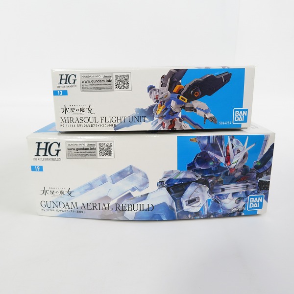 実際に弊社で買取させて頂いた【未組立】BANDAI/バンダイ 水星の魔女 HG 1/144 ガンダムエアリアル 改修型/ミラソウル社製フライトユニット装備 2点セットの画像 3枚目