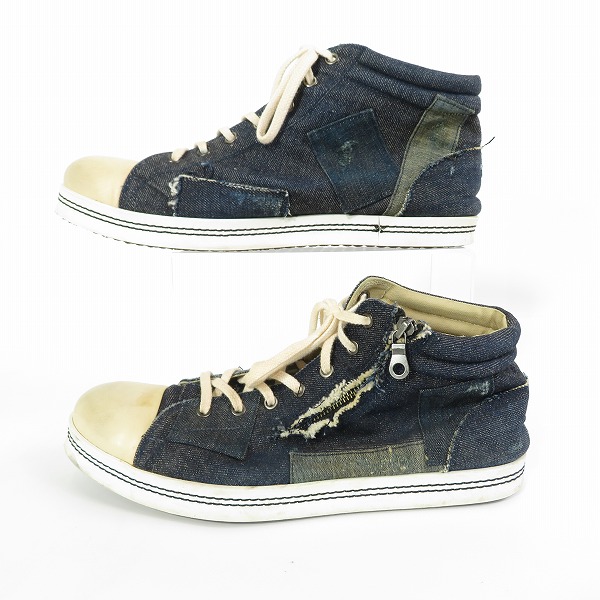 実際に弊社で買取させて頂いたglamb/グラム パッチワーク デニム サイドジップ ハイカットスニーカー 2の画像 3枚目