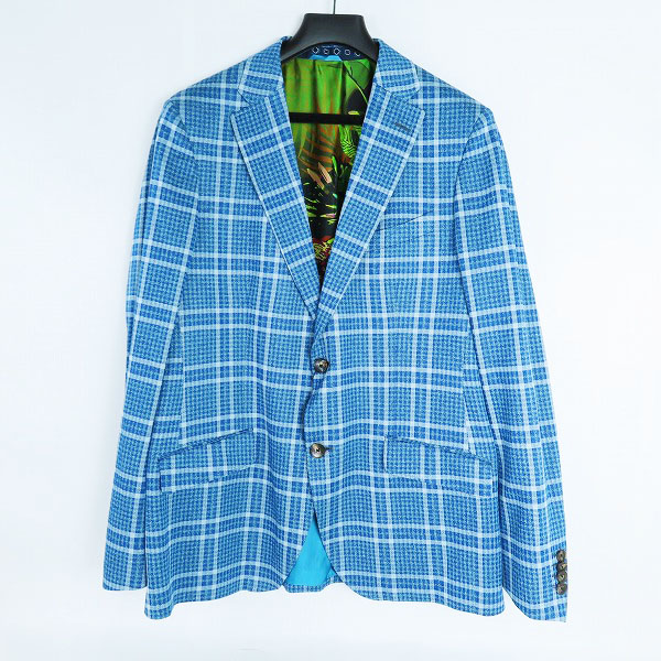 実際に弊社で買取させて頂いた【未使用】ETRO/エトロ チェック総柄 ブルー 1187Q-1100/56