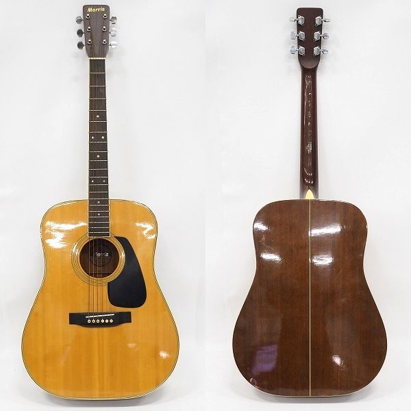 実際に弊社で買取させて頂いた★【使用感有り】Ｍorris/モーリス MD-505 アコースティックギター/アコギ 幌馬車ラベル 日本製 ハードケース付の画像 1枚目
