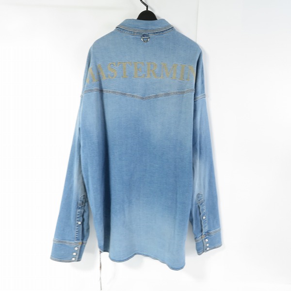実際に弊社で買取させて頂いたMASTERMIND WORLD/マスターマインド ワールド ロゴ/スカル刺繍 オーバーサイズ デニムシャツ/ジャケット MW21S06-SH001-002/Mの画像 1枚目