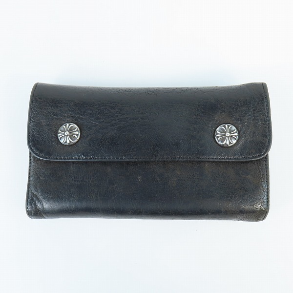 実際に弊社で買取させて頂いたCHROME HEARTS/クロムハーツ WAVE/ウェーブウォレット クロスボタン/長財布