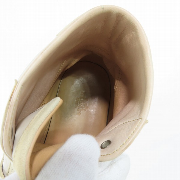 実際に弊社で買取させて頂いたHERMES/エルメス Hモチーフベルト レザーハイカットスニーカー/41の画像 4枚目