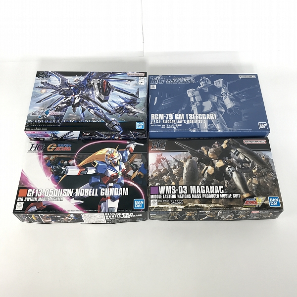 実際に弊社で買取させて頂いた【未組立】BANDAI/バンダイ 1/144 HG ライジングフリーダム/ジム/ノーベルガンダム/マグアナック 4点セット