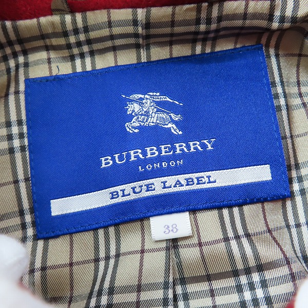 実際に弊社で買取させて頂いたBURBERRY BLUE LABEL/バーバリーブルーレーベル 裏地チェック ウールコート E1B06-491-15/38の画像 2枚目