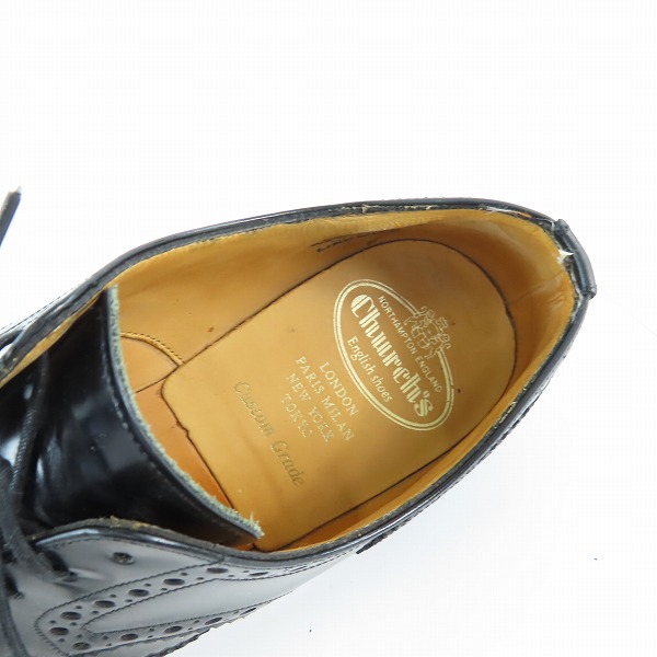 実際に弊社で買取させて頂いたChurchs/チャーチ LINGWOOD/リングウッド レザー ウィングチップ シューズ 6175/65Fの画像 4枚目