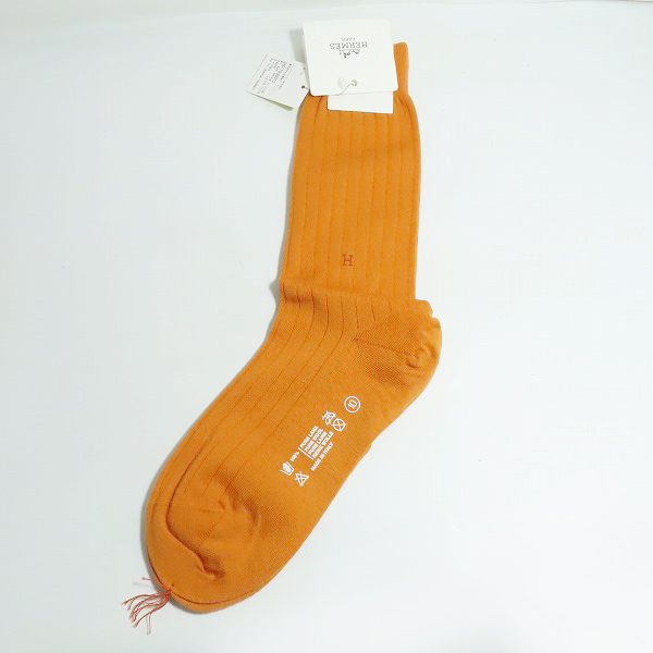 実際に弊社で買取させて頂いた【未使用】HERMES/エルメス 靴下 ソックス オレンジの画像 2枚目