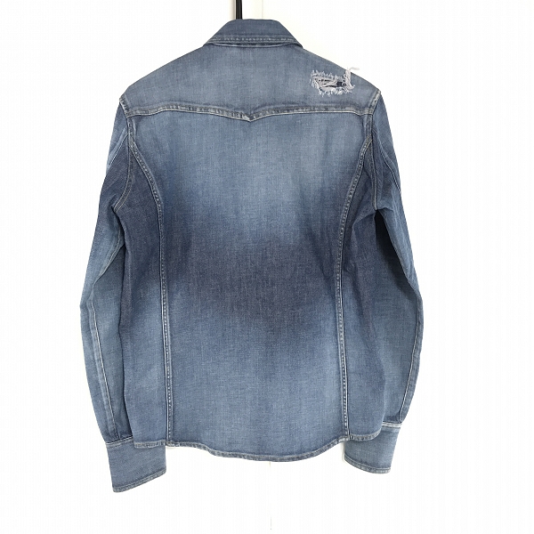 実際に弊社で買取させて頂いたwjk/ダブルジェーケー ダメージ/リペア加工 デニムシャツ/Sの画像 1枚目