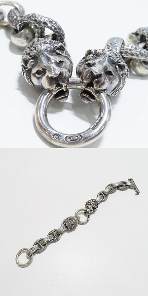 実際に弊社で買取させて頂いた【ギャラ付き】Gabor/ガボール 2ライオンヘッドリンクブレスレットの画像 7枚目