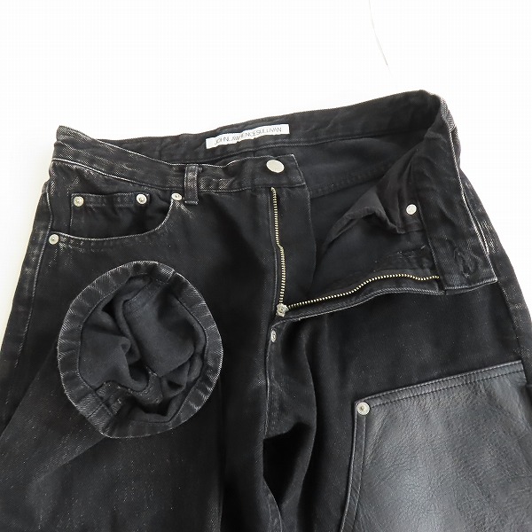 実際に弊社で買取させて頂いたJOHN LAWRENCE SULLIVAN/ジョンローレンスサリバン LEATHER PATCH DENIM/レザーパッチ デニムパンツ 2B012-0321-28/46の画像 2枚目