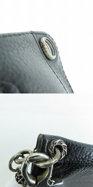 実際に弊社で買取させて頂いたA＆G/エーアンドジー クロスボタン レザーウォレット/財布 ボールウォレットチェーン付の画像 8枚目