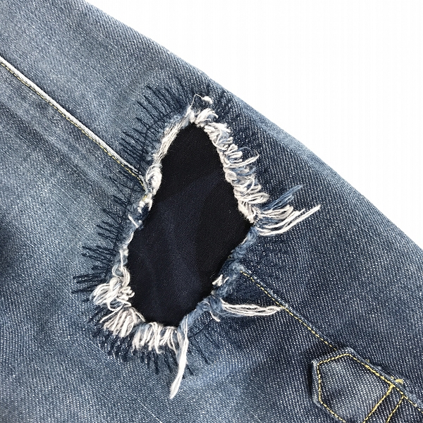 実際に弊社で買取させて頂いたwjk/ダブルジェーケー ダメージ/リペア加工 デニムシャツ/Sの画像 4枚目