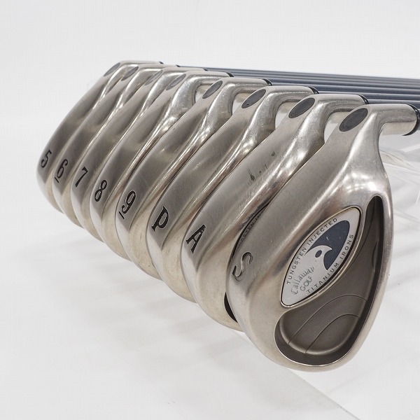 実際に弊社で買取させて頂いたCallaway/キャロウェイ Hawk Eye/ホークアイ チタン アイアン #5～9,P,A,Sw 8本セット GBB Hawk Eye UL FLEX:R