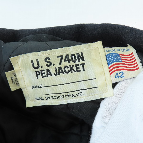 実際に弊社で買取させて頂いたSCHOTT/ショット U.S.740N PEA JACKET Pコート 42の画像 2枚目