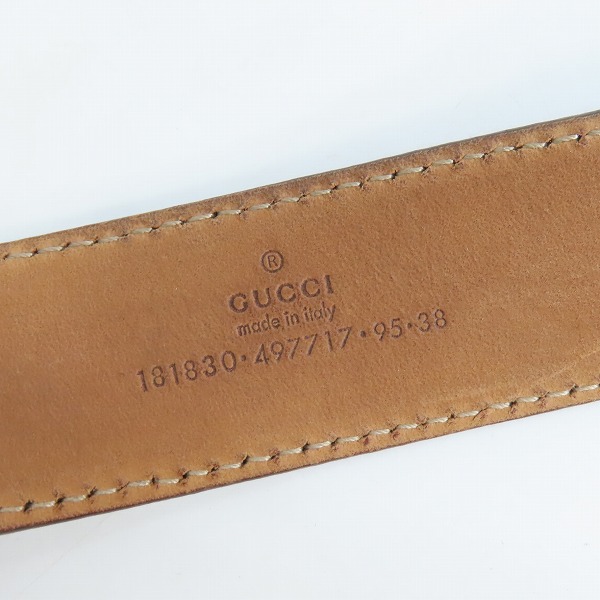 実際に弊社で買取させて頂いたGUCCI/グッチ GGスプリームキャンバス ロゴバックル レザーベルト 181830・497717の画像 3枚目