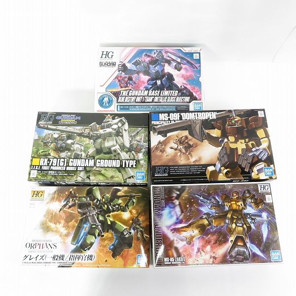 実際に弊社で買取させて頂いた【未組立】バンダイ HG 1/144 ガンダムベース限定 ブルーディスティニー 1号機 EXAM/陸戦型ガンダム 他 5点セット/ガンプラ