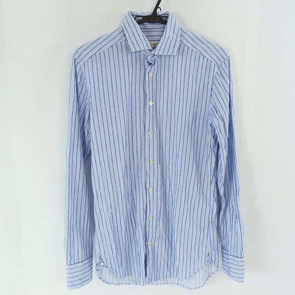 実際に弊社で買取させて頂いた【JPタグ】ETRO/エトロ 刺繍ライン ストライプ柄長袖シャツ ブルー系 38