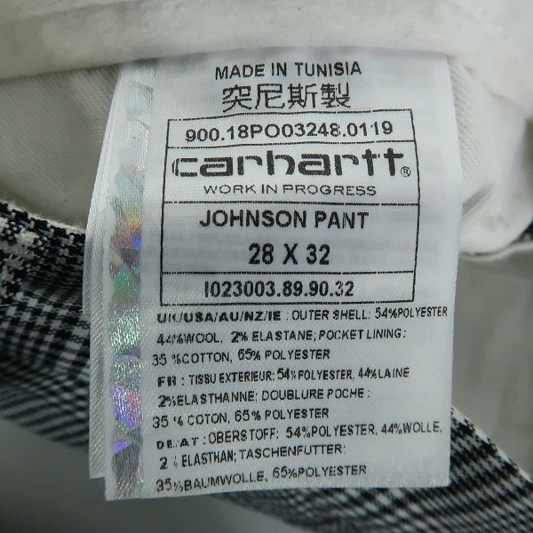 実際に弊社で買取させて頂いたCarhartt/カーハート JOHNSON PANT/チェック柄 パンツ 28×32の画像 3枚目