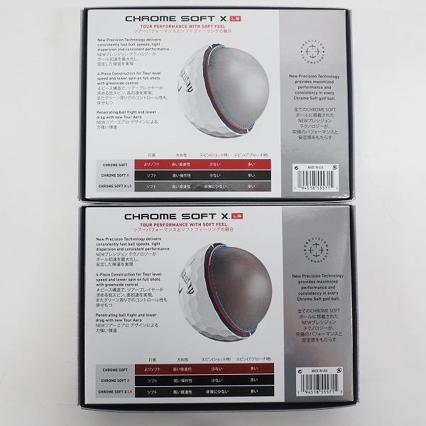 実際に弊社で買取させて頂いた【未使用】Callaway/キャロウェイ CHROME SOFT X LS ゴルフボール ホワイト 2ダースの画像 4枚目