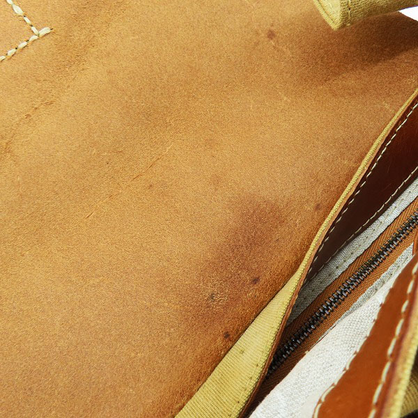 実際に弊社で買取させて頂いたgenten/ゲンテン レザー 切り返し キャンバスハンドバッグの画像 9枚目