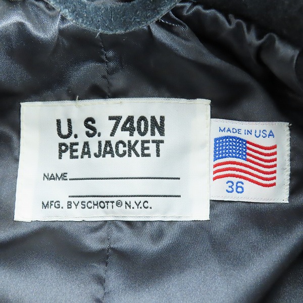 実際に弊社で買取させて頂いたSCHOTT/ショット U.S.740N PEA JACKET Pコート 36の画像 2枚目