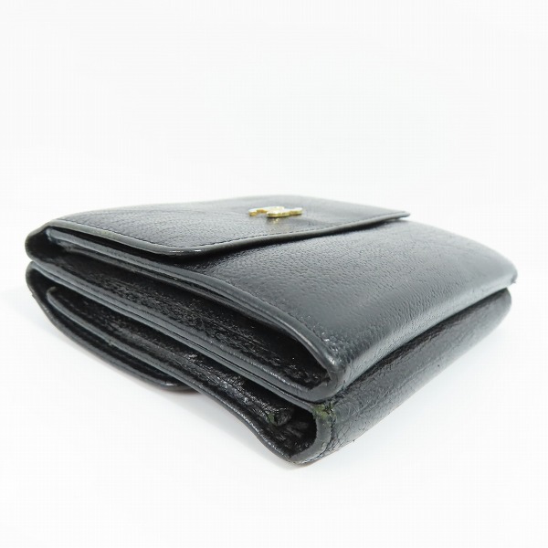 実際に弊社で買取させて頂いた(1)CHANEL/シャネル ココボタン Ｗホック レザー 二つ折り財布 コンパクトウォレット ブラックの画像 2枚目