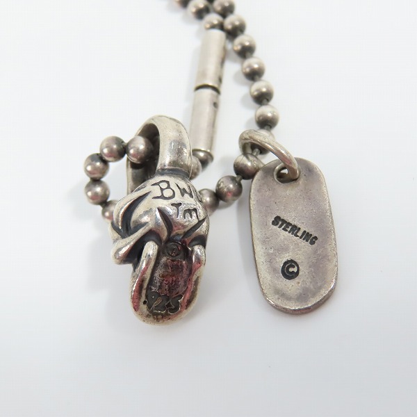 実際に弊社で買取させて頂いたBWL/BILL WALL LEATHER/ビルウォールレザー スカル/タグ ネックレス/ペンダントｗ/ストーンアイズ 2点セット の画像 6枚目