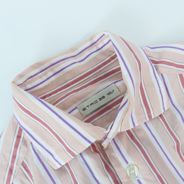 実際に弊社で買取させて頂いた【JPタグ】ETRO/エトロ ストライプ柄 長袖シャツ ピンク系 38の画像 5枚目