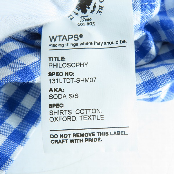 実際に弊社で買取させて頂いたWTAPS/ダブルタップス SODA S/S チェック 半袖シャツ 131LTDT-SHM07/Mの画像 5枚目