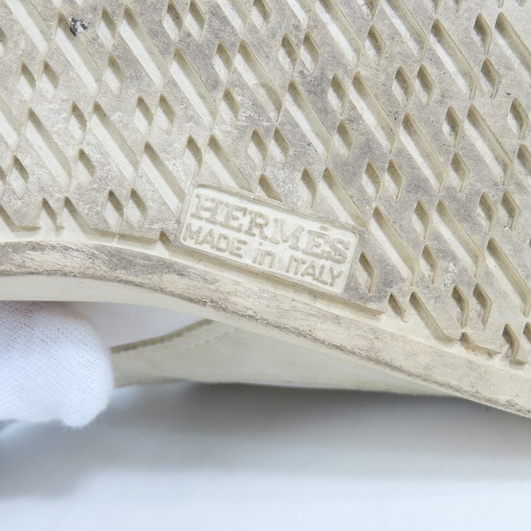実際に弊社で買取させて頂いたHERMES/エルメス Hモチーフベルト レザーハイカットスニーカー/41の画像 6枚目