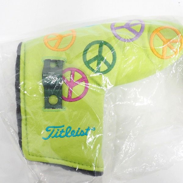 実際に弊社で買取させて頂いた【未開封】SCOTTY CAMERON/スコッティキャメロン Titleist PUTTER STUDIO ピースサイン グリーン パター用ヘッドカバーの画像 3枚目