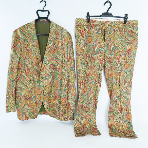 実際に弊社で買取させて頂いた【未使用】ETRO/エトロ ペイズリー柄 ジャケット/パンツ セットアップスーツ オレンジ 11807-4009/58/56
