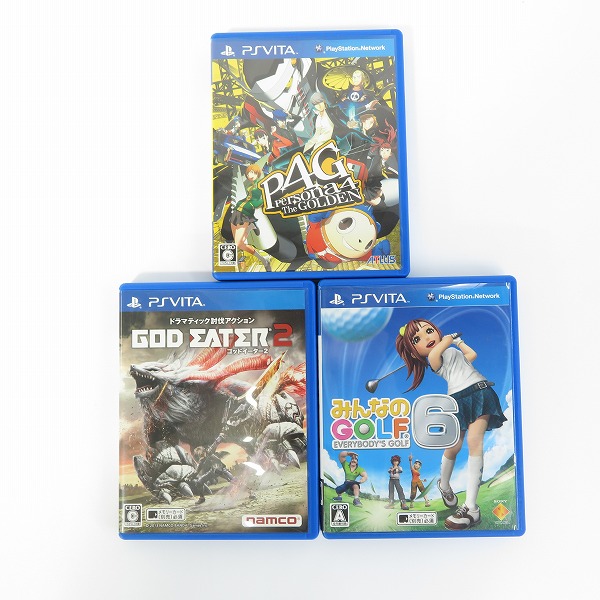 実際に弊社で買取させて頂いたPS Vita 用 ソフト みんなのGOLF6/ペルソナ4 ザ ゴールデン/ゴッドイーター2 3点セット