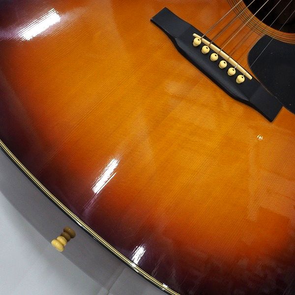 実際に弊社で買取させて頂いた★【難有り】Morris/モーリス MD-502 幌馬車ラベル アコースティックギター/アコギ ソフトケース付の画像 6枚目