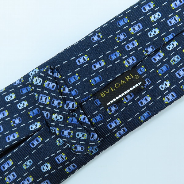 実際に弊社で買取させて頂いたBVLGARI/ブルガリ 車総柄 シルクネクタイの画像 3枚目