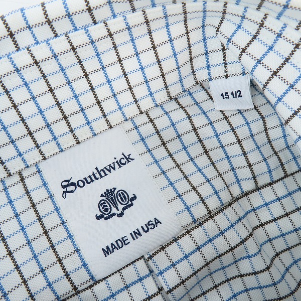 実際に弊社で買取させて頂いた【未使用】Southwick/サウスウイック SHIPS別注 チェック柄 長袖シャツ 111-13-5711-7539 /15.5の画像 2枚目