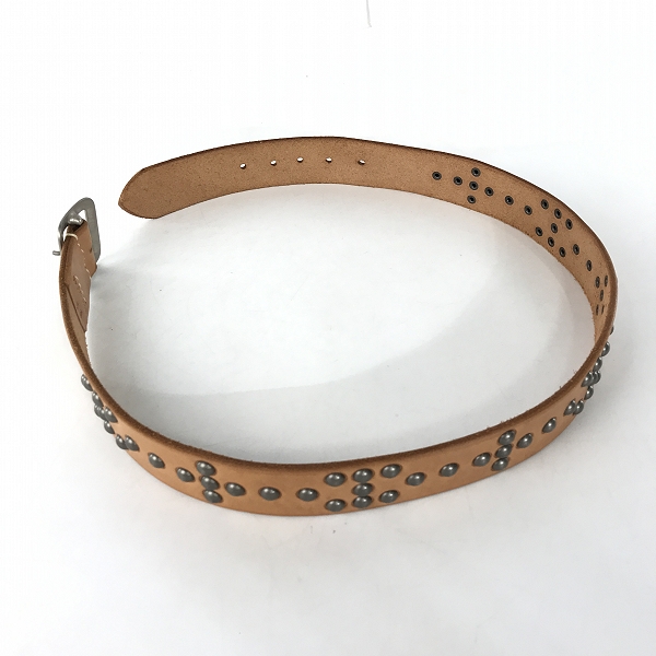 実際に弊社で買取させて頂いたSUGAR CANE/シュガーケーン スタッズ レザーベルト キャメル系/34の画像 7枚目