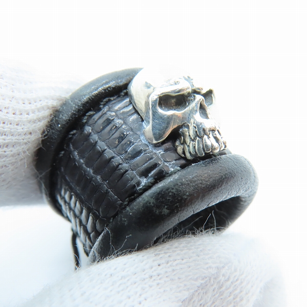 実際に弊社で買取させて頂いたTHIRTEEN DESIGNS/サーティーンデザインズ スカル レザーリング 17-19号の画像 6枚目