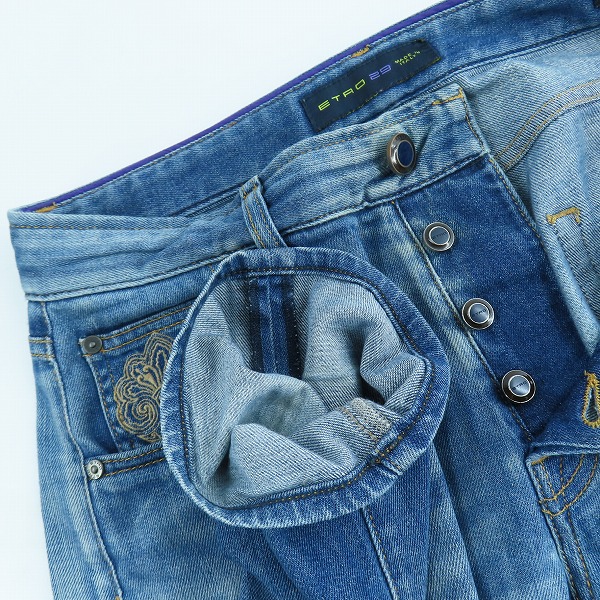 実際に弊社で買取させて頂いたETRO/エトロ ハラコパッチ/ポケット刺繍 デニムパンツ /29の画像 5枚目