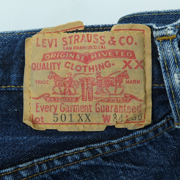 実際に弊社で買取させて頂いたLEVI'S/リーバイス 501XX 刻印555 バレンシア工場製 ビッグE デニムパンツ 紙パッチ 501-0003/W34L36の画像 5枚目