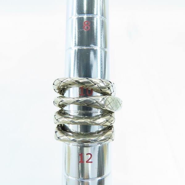 実際に弊社で買取させて頂いたBOTTEGA VENETA/ボッテガヴェネタ イントレチャート 4連 シルバーリング 11～12号の画像 7枚目