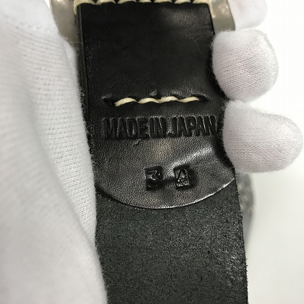 実際に弊社で買取させて頂いたSUGAR CANE/シュガーケーン スタッズ レザーベルト ブラック/34の画像 4枚目