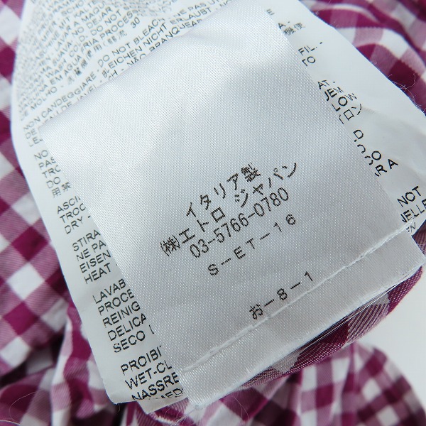 実際に弊社で買取させて頂いた【JPタグ】ETRO/エトロ BEN ETRO ESSERE ギンガムチェック柄シャツ 38の画像 4枚目
