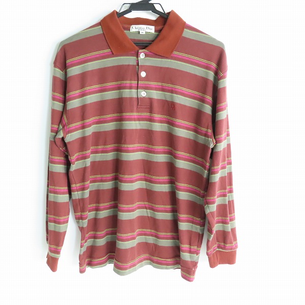 実際に弊社で買取させて頂いたChristian Dior monsieur/クリスチャンディオール ムッシュ ロゴ刺繍 ボーダー柄長袖ポロシャツ M
