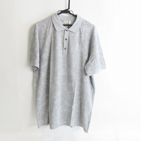実際に弊社で買取させて頂いた【未使用】ETRO/エトロ 半袖ポロシャツ ペイズリー総柄 グレー/3XL