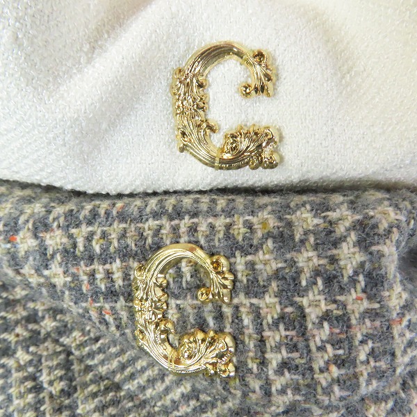 実際に弊社で買取させて頂いたCA4LA/カシラ チェック/ホワイト Cロゴデザイン ウールハット 2点セットの画像 7枚目