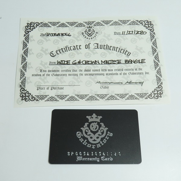 実際に弊社で買取させて頂いた【証明書付き】Gaboratory/ガボラトリー  CROWN MALTESE BANGLE/フラットバー バングルの画像 8枚目