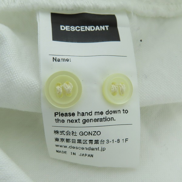 実際に弊社で買取させて頂いたDESCENDANT/ディセンダント 長袖 ボタンシャツ ホワイト/2の画像 5枚目