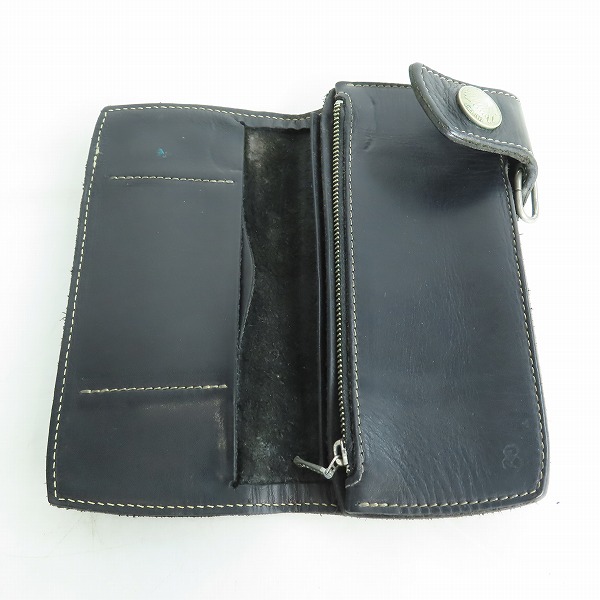 実際に弊社で買取させて頂いたRED MOON/レッドムーン コンチョ レザー 二つ折り財布 ウォレット ブラックの画像 3枚目